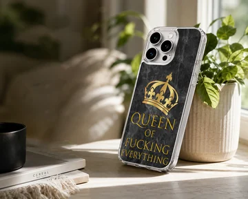 BossQueen design with crown and bold typography on phone case — Lifestyle