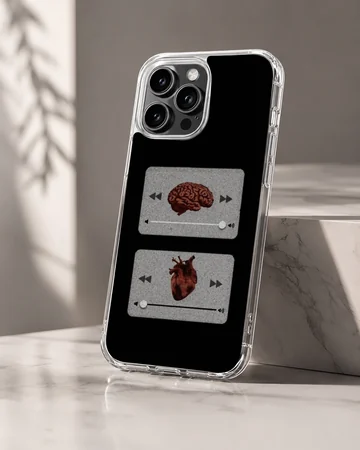 Quirky illustration of a brain and heart on a phone case — Hero