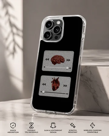 Quirky illustration of a brain and heart on a phone case — Specs