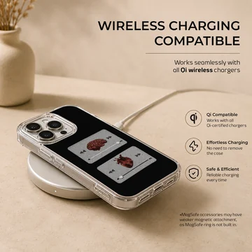 Quirky illustration of a brain and heart on a phone case — Charging