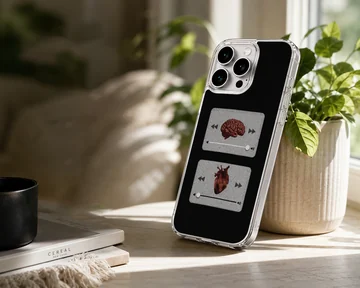 Quirky illustration of a brain and heart on a phone case — Lifestyle
