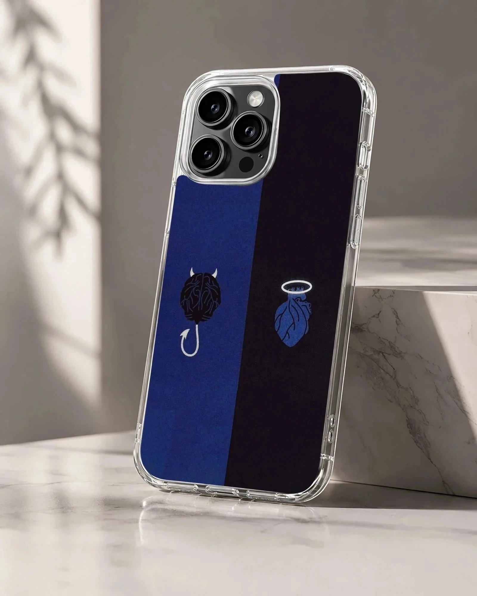 Brain and Heart design on a phone case, featuring abstract artwork