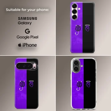Brain and Heart abstract design featuring a brain and heart in purple and black phone case — Collage