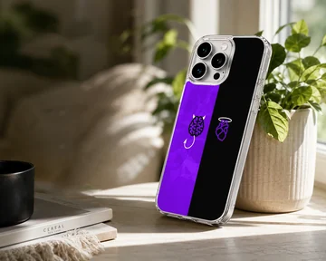 Brain and Heart abstract design featuring a brain and heart in purple and black phone case — Lifestyle