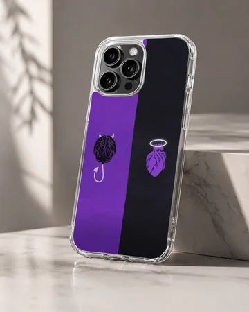 Surreal brain and heart design phone case with purple and black tones — Hero