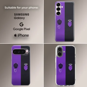 Surreal brain and heart design phone case with purple and black tones — Collage