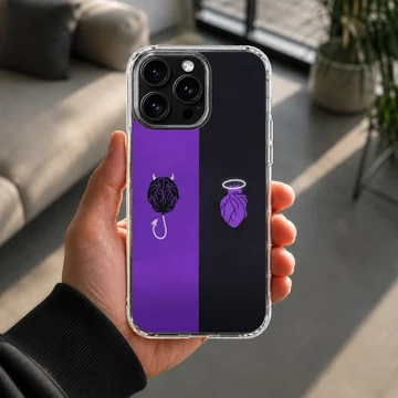 Surreal brain and heart design phone case with purple and black tones — Lifestyle