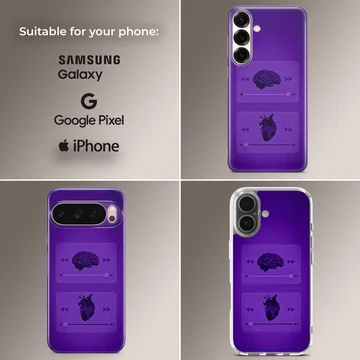 Brain and heart design on a purple phone case — Collage