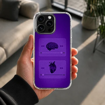 Brain and heart design on a purple phone case — Lifestyle