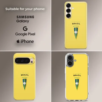 Brazil Flag design on a yellow phone case — Collage