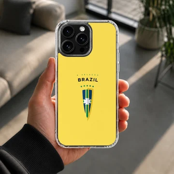 Brazil Flag design on a yellow phone case — Lifestyle