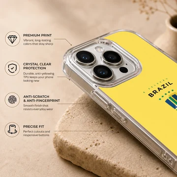 Brazil Flag design on a yellow phone case — Info