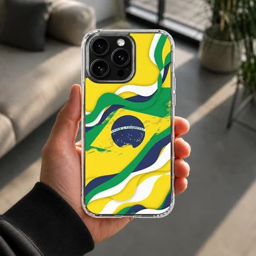 Abstract Brazil Flag design on phone case — Lifestyle