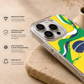 Abstract Brazil Flag design on phone case — Info
