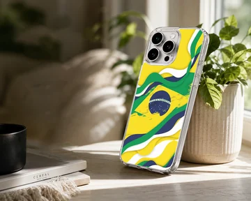 Abstract Brazil Flag design on phone case — Lifestyle