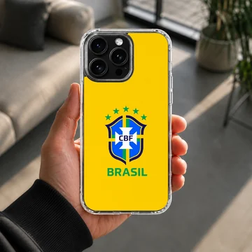 Brazil flag with vibrant crest on phone case — Lifestyle