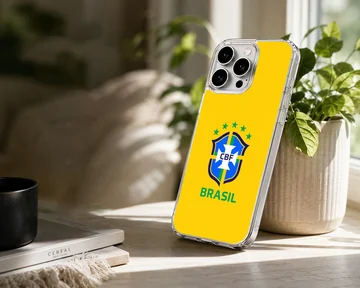 Brazil flag with vibrant crest on phone case — Lifestyle