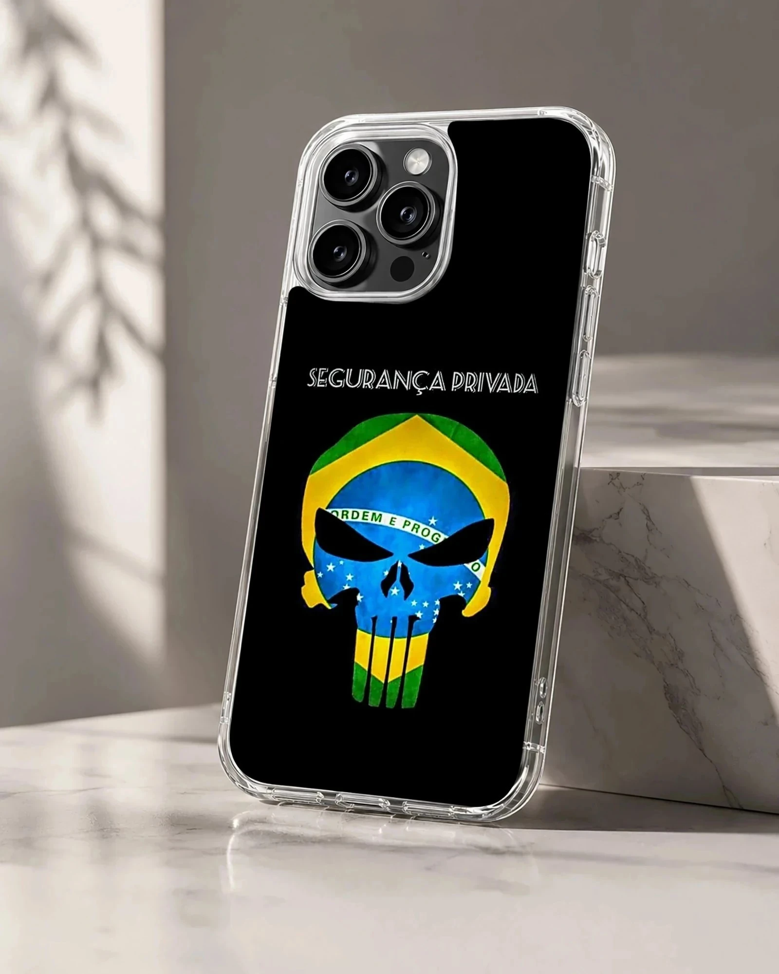 Brazil Flag with skull design on phone case