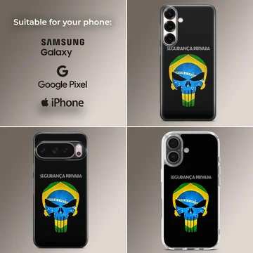 Brazil Flag with skull design on phone case — Collage