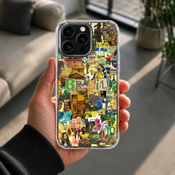 Vibrant phone case featuring Brazil flag collage design. — Lifestyle