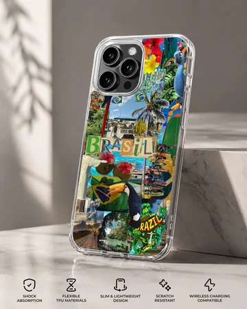 Collage of Brazil Flag elements on phone case — Specs