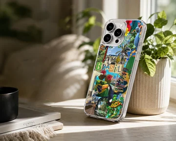 Collage of Brazil Flag elements on phone case — Lifestyle