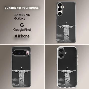 Brazil Flag phone case featuring an iconic symbol in black and white — Collage