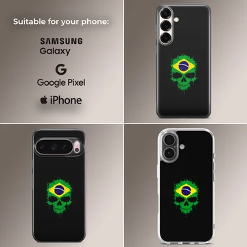 Abstract Brazil flag design on phone case — Collage