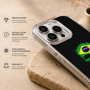 Abstract Brazil flag design on phone case — Info