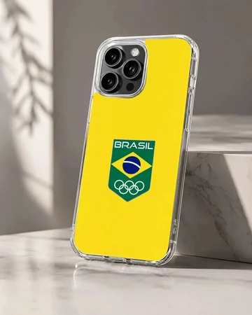 Brazil Flag design on a phone case with minimal typography.