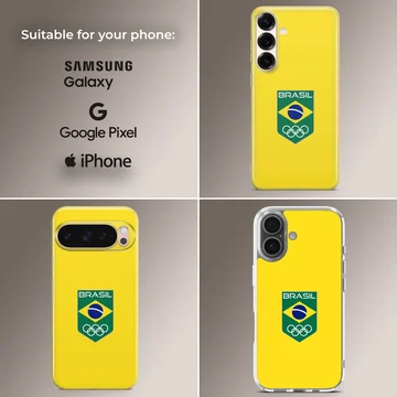 Brazil Flag design on a phone case with minimal typography. — Collage