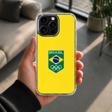 Brazil Flag design on a phone case with minimal typography. — Lifestyle