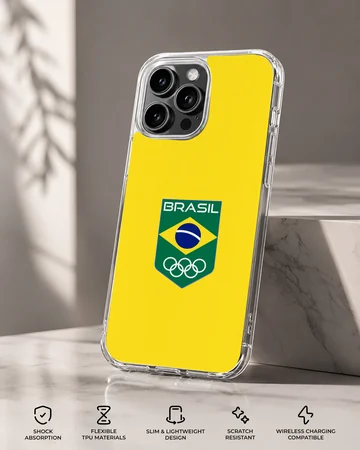 Brazil Flag design on a phone case with minimal typography. — Specs