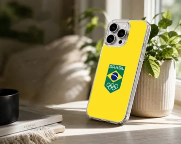 Brazil Flag design on a phone case with minimal typography. — Lifestyle