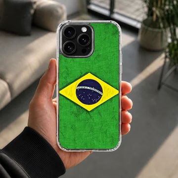 Phone case design featuring the Brazil flag — Lifestyle