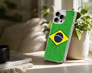 Phone case design featuring the Brazil flag — Lifestyle