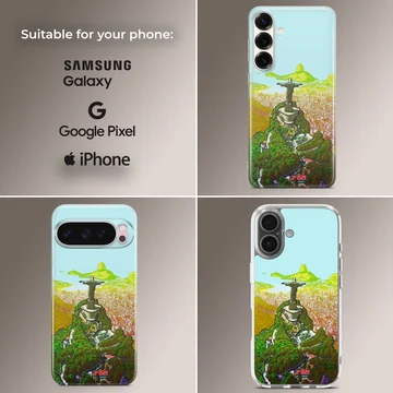 Brazil Flag phone case featuring Christ the Redeemer and landscape — Collage