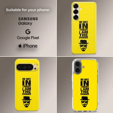 Breaking Bad phone case with iconic quote design in yellow and black. — Collage