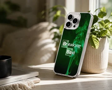 Breaking Bad phone case with series-inspired design and green smoke. — Lifestyle