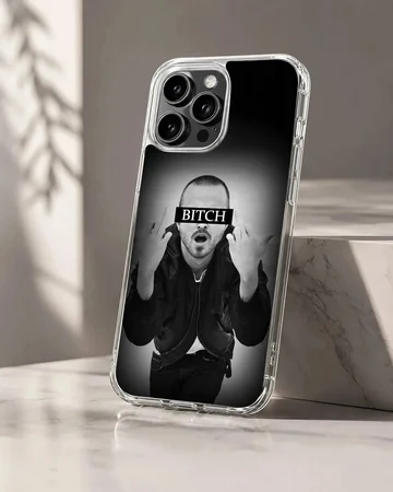 Breaking Bad character illustration with edgy typography on phone case