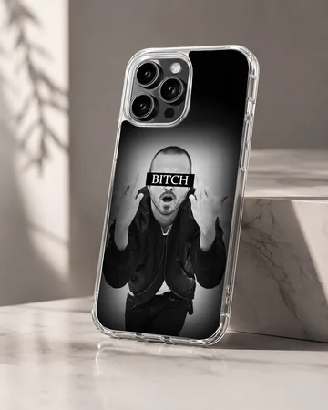 Breaking Bad character illustration with edgy typography on phone case — Hero