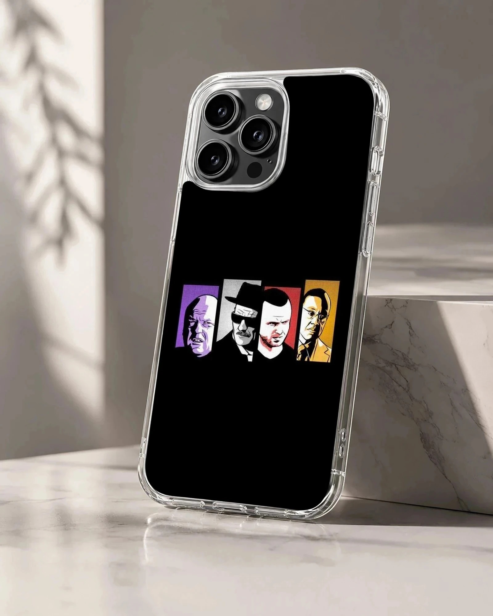 Breaking Bad phone case featuring iconic cast illustration