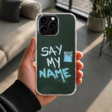 Breaking Bad Say My Name phone case with bold typography and blue accents. — Lifestyle