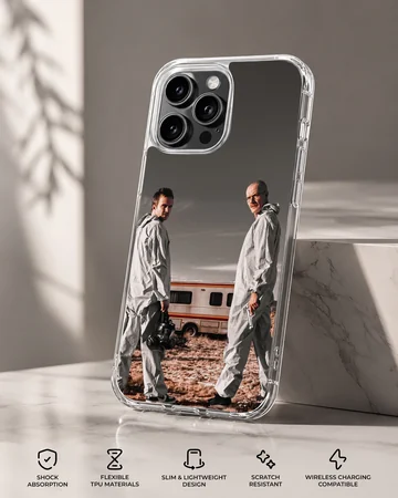Breaking Bad characters with RV and desert scene phone case — Specs