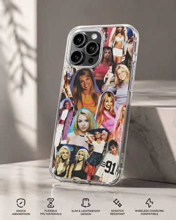 Collage of Britney Spears images on phone case — Specs
