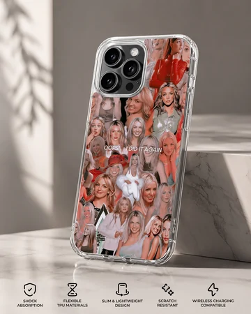 Britney Spears collage artwork on soft TPU phone case — Specs