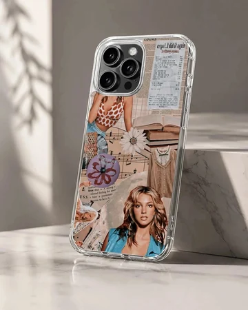Digital collage featuring Britney Spears imagery on phone case.