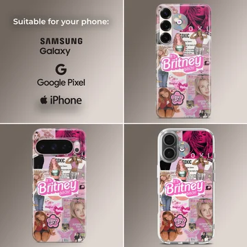 Britney Spears collage with bold typography on phone case — Collage