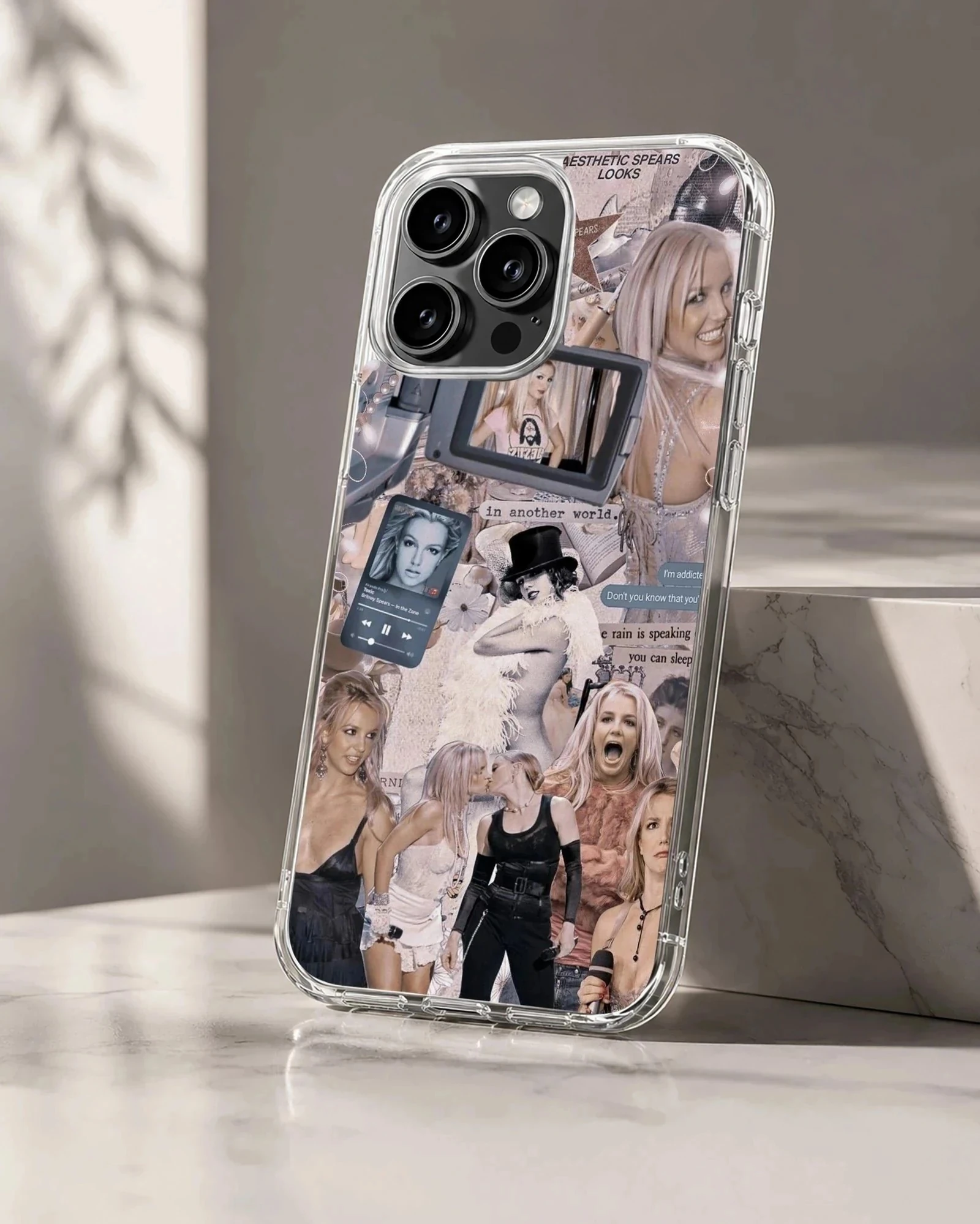 Britney Spears collage artwork on phone case