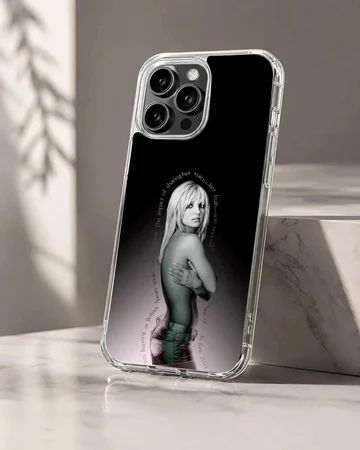 Britney Spears tribute design on a phone case, featuring a nostalgic image.